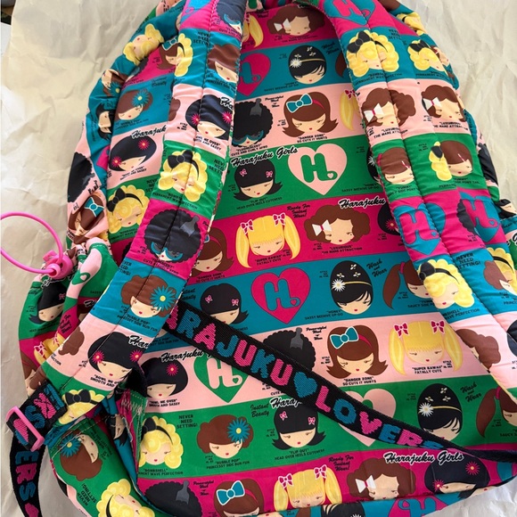 Harajuku Lovers Multicolor Girls Pattern Backpack - Pink, Teal, Yellow, Black - Picture 2 of 4